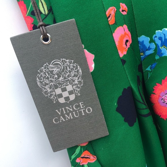 Vince Camuto Green Flowered Scuba Dress NWT - Picture 5 of 7